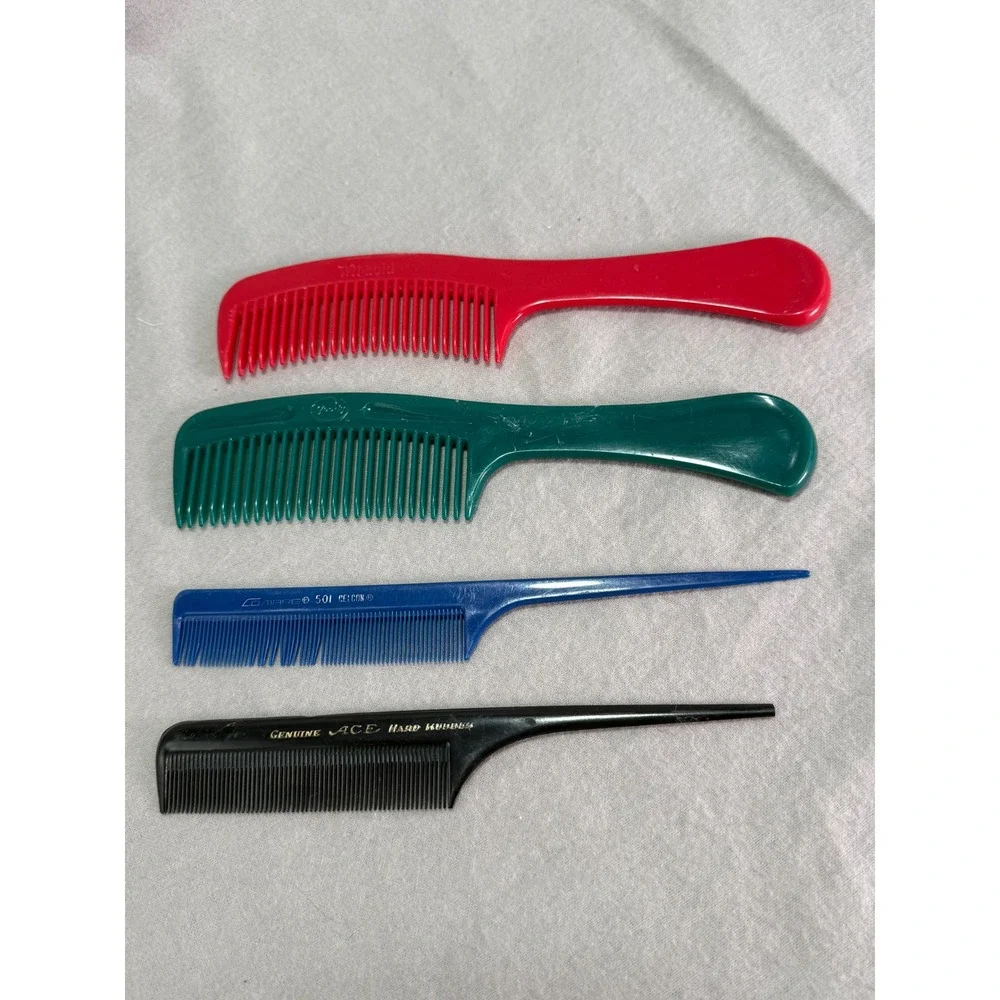VTG Hair Comb Lot of 4 Genuine Ace Hard Rubber Comare 501 Celcon, Goody Wilhold